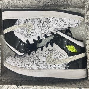 Jordan High-Top Sneakers with Black and Neon Green